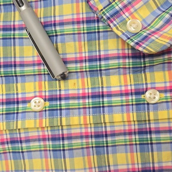 PALPH LAUREN Men's XXL Blue Yellow Pink Plaid Shirt 100% Cotton - Picture 4 of 7